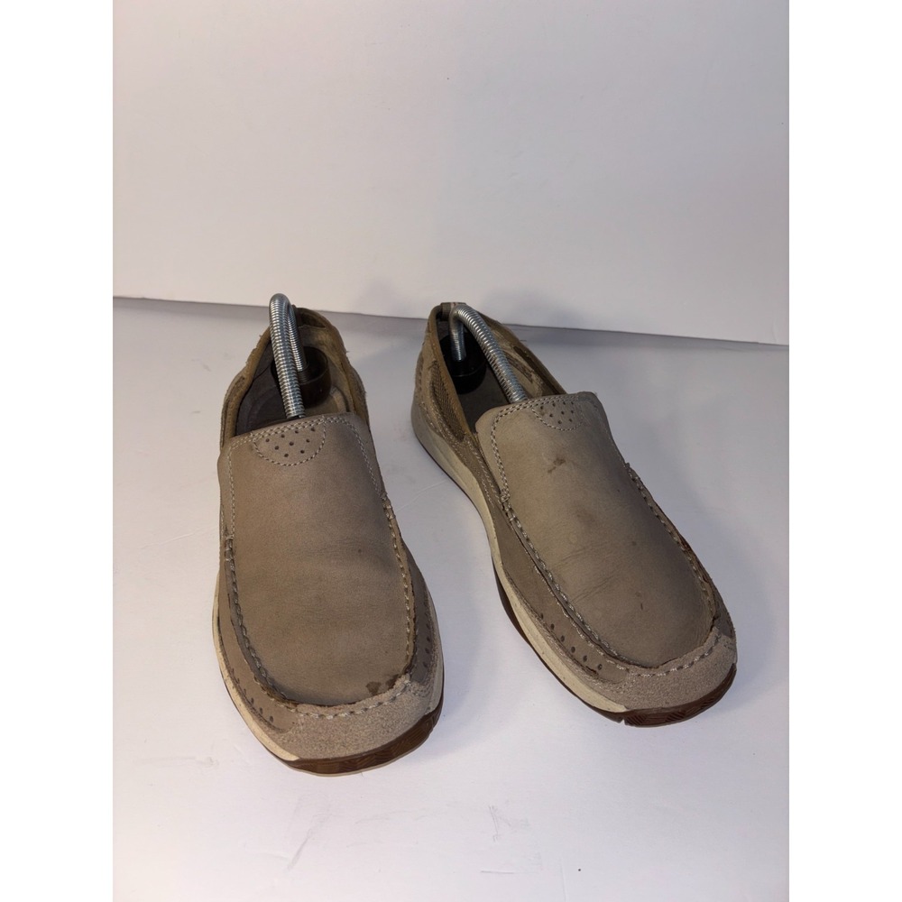 Clarks Allston Free Casual Shoes Men US 8.5M Brown Upper Leather Moc Toe Slip On
